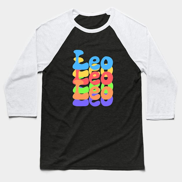 Rainbow Popart Leo Baseball T-Shirt by Scarlett Blue